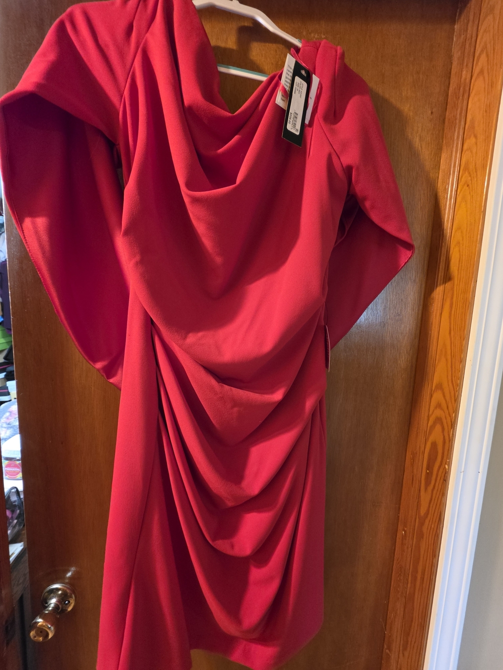 Betsy Adams Red Draped Cocktail Dress